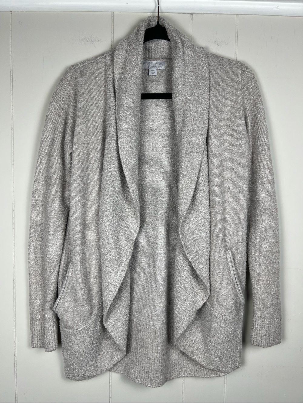 Barefoot Dreams Cozy Open-Front Shawl Collar Cardigan Oatmeal Grey Women’s Size - Picture 1 of 10